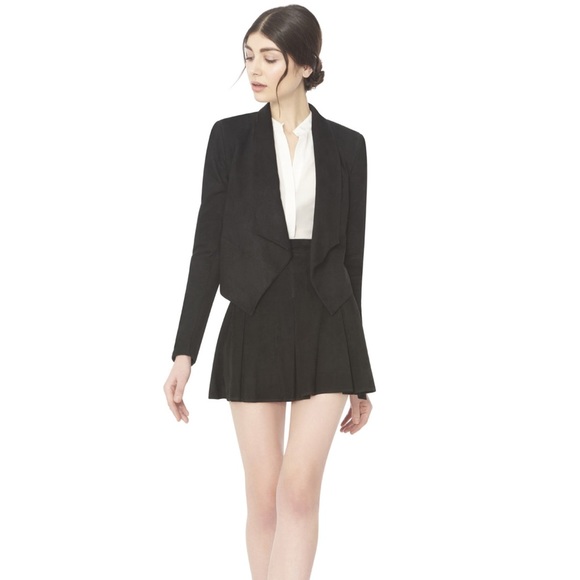 NWT $898 Alice + Olivia Harvey Suede Leather Open Front Jacket Coat - Picture 4 of 9